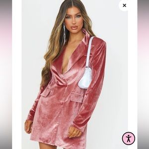 Pink Velvet Blazer Dress